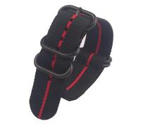 HASGTFM Correa de reloj militar PVD con Hebilla negra for hombre y mujer, correa de nailon de 18mm, 20mm, 22mm y 24mm, hebilla de anillo for reloj de pulsera(Black-Red-Black A,20mm)