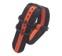 HASGTFM Correa de reloj militar PVD con Hebilla negra for hombre y mujer, correa de nailon de 18mm, 20mm, 22mm y 24mm, hebilla de anillo for reloj de pulsera(Black-Orange-Black,18mm)