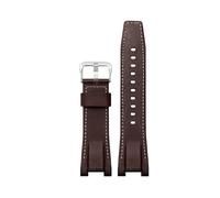 HASGTFM Correa de reloj suave de nailon de 26MM apta for Casio GST-B100/S130/W300GL/400G/W330 GST-W120 correa de reloj de cuero Premium línea blanca y negra(A-(s) brown-b-silver)