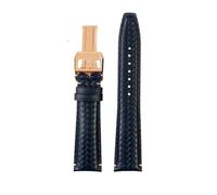 HASGTFM Correa de reloj tejida apta for IWC IW344205 IW371614 IW500713 apta for PORTUGIESER apta for Portofino correa de reloj de cuero suave azul 22mm(Blue-rosegold-B)