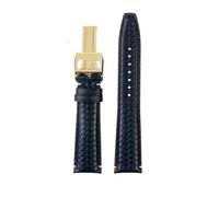 HASGTFM Correa de reloj tejida apta for IWC IW344205 IW371614 IW500713 apta for PORTUGIESER apta for Portofino correa de reloj de cuero suave azul 22mm(Blue-gold-B)
