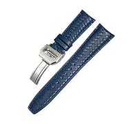 HASGTFM Correa de reloj tejida for extremo curvo, 20mm, 21mm, 22mm, apta for IWC Portugieser Pilot's Fit for Hamilton, apta for correa de reloj de cuero Longinesb(Blue Silver Buckle,21mm)