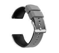 HASGTFM Correa de silicona de doble color 20 mm 22 mm de reloj de buceo a prueba de agua Ajuste adecuado for la mayoría de los relojes con barra de resorte de liberación rápida(GRAY-BLACK)