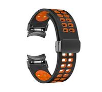 HASGTFM Correa magnética apta for Samsung Galaxy Watch 4 5 6 44mm 40mm Band 4 6 Classic 47mm 43mm 46mm pulsera de silicona de ajuste rápido 5Pro 45mm(Black orange-B)