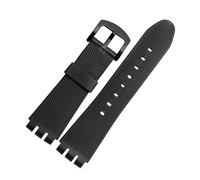 HASGTFM Correa negra de goma de silicona de 23MM ajuste especial for reloj Swatch YOS440 449 401G 447 448 pulsera deportiva IRONY(Black bk)