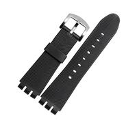 HASGTFM Correa negra de goma de silicona de 23MM ajuste especial for reloj Swatch YOS440 449 401G 447 448 pulsera deportiva IRONY(Black sk)