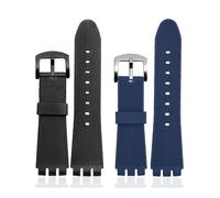 HASGTFM Correa negra de goma de silicona de 23MM ajuste especial for reloj Swatch YOS440 449 401G 447 448 pulsera deportiva IRONY(Blue bk)