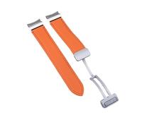 HASGTFM Correa sin huecos apta for Samsuang Galaxy Watch 6 5 4 40MM 44mm hebilla magnética correa de cuero Galaxy Watch 6 4 classic 43 47mm 42 46MM(Orange Silver,Galaxy Watch 4 5 6)