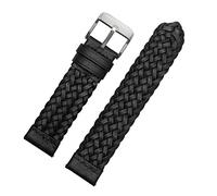 HASGTFM Correa tejida de cuero for reloj inteligente 20 mm 22 mm 24 mm Pulsera de muñeca de cuero de liberación universal universal universal de 24 mm.(Black silver buckle,22mm)