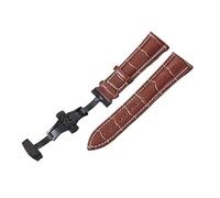 HASGTFM Correas de reloj de cuero 18mm 20mm 22mm 24mm Correa de reloj for diseño en relieve for hebilla de mariposa de doble presión(Black w brown,22mm)