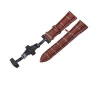 HASGTFM Correas de reloj de cuero 18mm 20mm 22mm 24mm Correa de reloj for diseño en relieve for hebilla de mariposa de doble presión(Black brown,24mm)