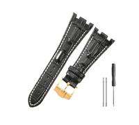 HASGTFM Correas de reloj de cuero aptas for Audemars y Piguet Royal Oak 15710 26471 26474 28mm for correa de reloj for hebilla plegable(Black white-Gold-K13)