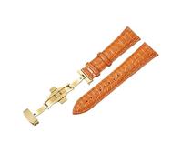 HASGTFM Correas de reloj de cuero de diseño, accesorios de reloj de 18mm, 20mm, 22mm y 24mm, correas de muñeca aptas for Samsung Galaxy Gear S3 Active 2(Gold orange,24mm)