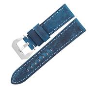 HASGTFM Correas de reloj de cuero de hombre retro 22 mm 24 mm reloj de reloj de pulsera de cuero Lanzamiento rápido(Blue,24mm)