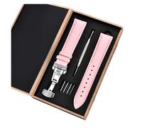 HASGTFM Correas de reloj de cuero for hebilla de mariposa automática for hombre y mujer, pulseras de 18mm, 20mm, 22mm y 24mm, accesorios for reloj(Pink-silver,24mm)