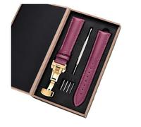 HASGTFM Correas de reloj de cuero for hebilla de mariposa automática for hombre y mujer, pulseras de 18mm, 20mm, 22mm y 24mm, accesorios for reloj(Purple-gold,22mm)
