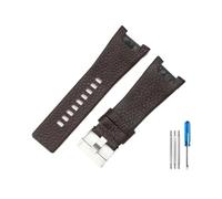 HASGTFM Correas de reloj de cuero resistentes al desgaste y duraderas aptas for correa de interfaz cóncava diésel Dz1273 Dz4246 de 32mm(Brown(LZ)-Steel-K3)