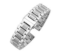 HASGTFM Correas de reloj de Metal de 18mm - 24mm, pulsera de moda for mujer, correa de reloj de lujo de acero inoxidable sólido plateado, accesorios(18mm)
