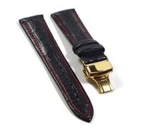 HASGTFM Corresas de cuero de reloj Strap Store Butterfly Butterfly Hebilla Accesorios de reloj Cinturón 18 mm 20 mm de 24 mm de 24 mm(Black Red-G,20mm)