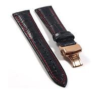 HASGTFM Corresas de cuero de reloj Strap Store Butterfly Butterfly Hebilla Accesorios de reloj Cinturón 18 mm 20 mm de 24 mm de 24 mm(Black Red-RG,16mm)