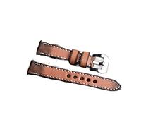 HASGTFM Cuero Hecho a mano hombres reloj de reloj 18 mm 20 mm 22 mm 24 mm Cuerdas de reloj de cuero Straps de reemplazo masculino(ORANGE,18mm)