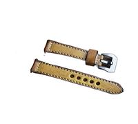 HASGTFM Cuero Hecho a mano hombres reloj de reloj 18 mm 20 mm 22 mm 24 mm Cuerdas de reloj de cuero Straps de reemplazo masculino(Gelb,24mm)