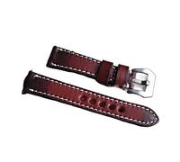 HASGTFM Cuero Hecho a mano hombres reloj de reloj 18 mm 20 mm 22 mm 24 mm Cuerdas de reloj de cuero Straps de reemplazo masculino(RED,22mm)
