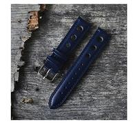 HASGTFM Cuero original Hecho a mano Reloj de muñeca Correa Correa Cierre de acero inoxidable for hombres Mujeres Reloj de reloj 18 20 22 24 mm Kz3h04(Blue,24mm)