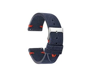 HASGTFM Cuero retro diseño reloj de reloj de reloj de cuero correa 18 mm 20 mm 22 mm 24 mm reemplazo for hombres mujeres relojes Kzsd02(Blue-Orange Line,18mm)