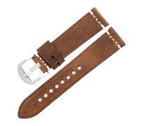 HASGTFM Diseño Retro Reloj Correa Ajuste For Huawei Watch 3 46mm Hombres Top Reloj De Cuero Banda 22mm 24mm Pulsera(Brown-Silver Buckle,24mm)