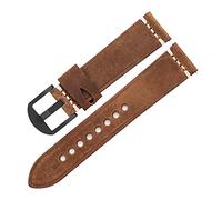 HASGTFM Diseño Retro Reloj Correa Ajuste For Huawei Watch 3 46mm Hombres Top Reloj De Cuero Banda 22mm 24mm Pulsera(Brown-Black Buckle,24mm)