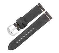 HASGTFM Diseño Retro Reloj Correa Ajuste For Huawei Watch 3 46mm Hombres Top Reloj De Cuero Banda 22mm 24mm Pulsera(Gray-Silver Buckle,24mm)