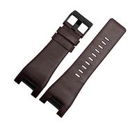 HASGTFM Fashion Litchi Watch Band Correas Negro Marrón oscuro Reloj de reloj Correa de reemplazo for hombres Mira accesorios 32mm(BrownB Black Buckle)
