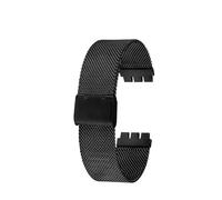 HASGTFM Fit For Milan Correa de reloj de metal Fit for SWATCH YCS YAS YGS IRONY Correa de reloj de acero inoxidable 17 mm 19 mm 20 mm Hombres Mujeres Pulsera transpirable(Schwarz,19mm)