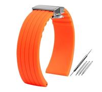 HASGTFM Fit For Seiko Fit For Fossil Fit For Omega Fit For Citizen Fit For MIDO Correa De Silicona Hombres Deporte Impermeable 20 Mm 22 Mm Naranja Rayas Verticales Patrón De Neumático Banda Wath(Orang
