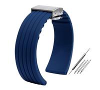 HASGTFM Fit For Seiko Fit For Fossil Fit For Omega Fit For Citizen Fit For MIDO Correa De Silicona Hombres Deporte Impermeable 20 Mm 22 Mm Naranja Rayas Verticales Patrón De Neumático Banda Wath(Blue