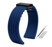 HASGTFM Fit For Seiko Fit For Fossil Fit For Omega Fit For Citizen Fit For MIDO Correa De Silicona Hombres Deporte Impermeable 20 Mm 22 Mm Naranja Rayas Verticales Patrón De Neumático Banda Wath(Blue