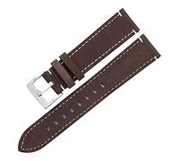 HASGTFM Frosted Skin Wamkwnband Cinturón Hombres Mujeres 20mm 21mm Mate Mate Cuero Reloj Correas Verde Unisex Suave Reloj Pulsera Accesorios(Coffee-Silver Clasp,21mm)