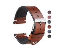 HASGTFM Hand Made Retro Red Brown Leather Watch Band Quick Release Watch Strap Bracelet 18mm 20mm 22mm Watch Accessories(Brown 2,18mm)