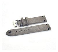 HASGTFM Hombres Mujeres Relojes 18mm 20 mm 22mm Gray Suede Cuero Hecho a mano Vintage Reloj de la muñeca Correa de la banda Hebilla de metal Kzsd05(Gray-Black Line,24mm)