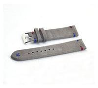 HASGTFM Hombres Mujeres Relojes 18mm 20 mm 22mm Gray Suede Cuero Hecho a mano Vintage Reloj de la muñeca Correa de la banda Hebilla de metal Kzsd05(Gray-Red Blue Line,18mm)