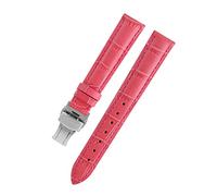 HASGTFM Lady Watch Bands Fit for PÁGINAS Reloj en forma for la correa de reloj de cuero omega Fit for Tissot Brand Wamkband Pulsera Mujer 12/14 / 16/18/20 / 22mm(Rose red silver,24mm)
