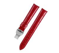 HASGTFM Lady Watch Bands Fit for PÁGINAS Reloj en forma for la correa de reloj de cuero omega Fit for Tissot Brand Wamkband Pulsera Mujer 12/14 / 16/18/20 / 22mm(Bright red silver,18mm)