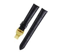 HASGTFM Lady Watch Bands Fit for PÁGINAS Reloj en forma for la correa de reloj de cuero omega Fit for Tissot Brand Wamkband Pulsera Mujer 12/14 / 16/18/20 / 22mm(Black gold,18mm)