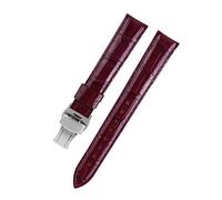 HASGTFM Lady Watch Bands Fit for PÁGINAS Reloj en forma for la correa de reloj de cuero omega Fit for Tissot Brand Wamkband Pulsera Mujer 12/14 / 16/18/20 / 22mm(Wine red silver,19mm)