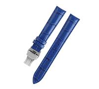 HASGTFM Lady Watch Bands Fit for PÁGINAS Reloj en forma for la correa de reloj de cuero omega Fit for Tissot Brand Wamkband Pulsera Mujer 12/14 / 16/18/20 / 22mm(Deepblue silver,18mm)