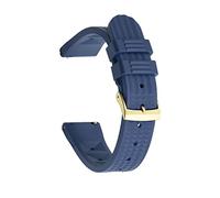 HASGTFM Las bandas de reloj de 22 mm se ajustan a las correas de goma de gofres impermeables de acero inoxidable de acero inoxidable/negro/con hebilla de plata accesorios(Rubber Blue Gold,22mm)