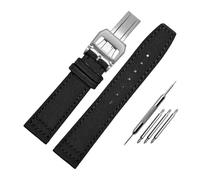 HASGTFM Lona de nailon for correa de reloj inferior Lea/ther 20 21 22, correa de reloj verde militar, azul y negro, apta for IWC Mark-xx Pilot Portugieser(Black-Silver,20mm)
