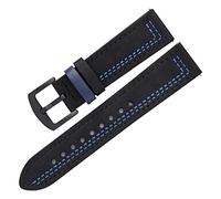 HASGTFM Mujeres Hombres Miran La Correa 20 Mm 22 Mm Pulsera De Cuero Retro Apto For Huawei Watch 3(Black-Blue thread,22mm)