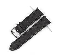 HASGTFM Mujeres Hombres Reloj Strap Huele Out Diseño Tirador Correas de la banda de muñeca 18mm 20mm 22mm 24mm reloj de reloj de cuero negro Kzh01(White Line,24mm)